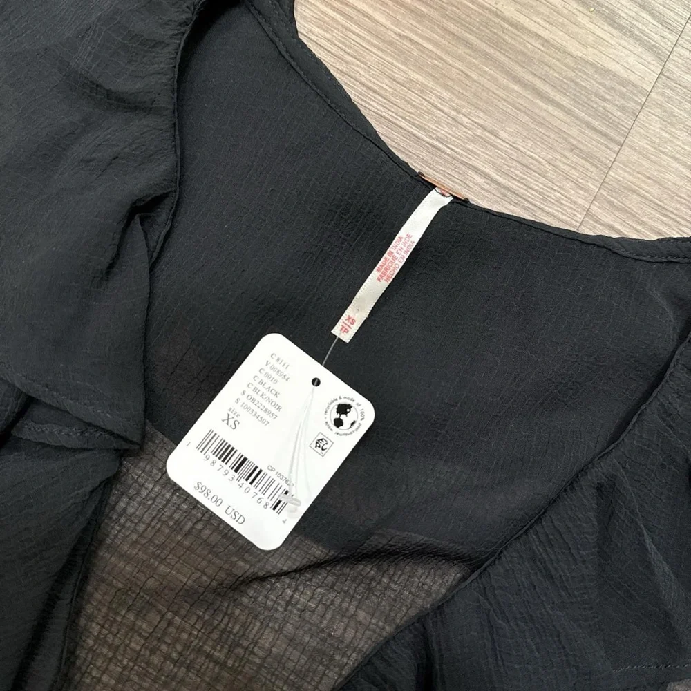 Free People Black Ruffled Tank Top Size XS - Picture 4 of 4